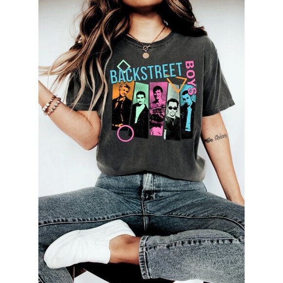 Backstreet Boys Gray Soft Knit Band Tee T-Shirt BSB Womens Size Large - Picture 1 of 7